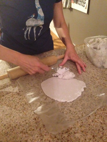 Paper mache project — rolling dough