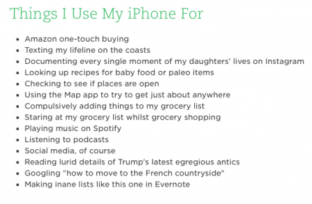 List of things I use my iPhone for