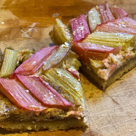 Rhubarb almond bars with 5 sticks of butter